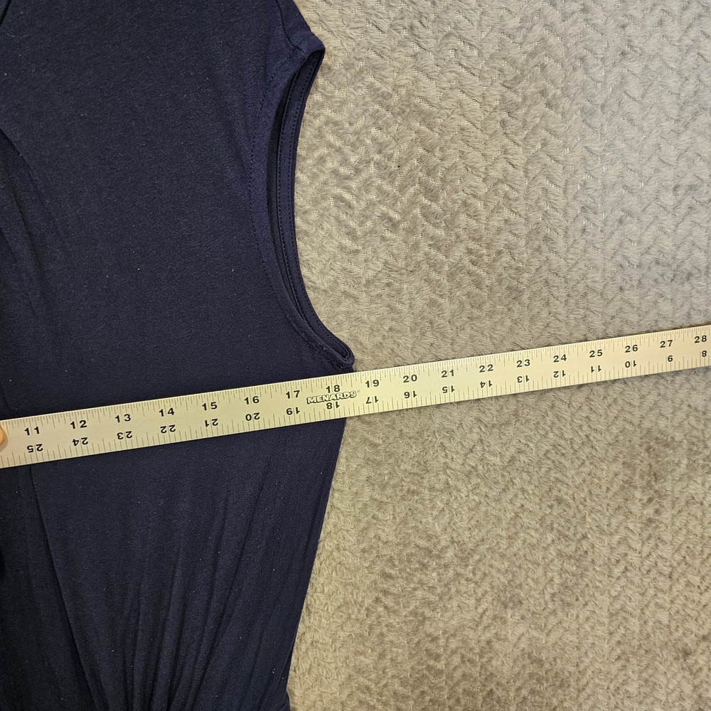 Banana Republic Navy Blue Pleated Keyhole Drawstring Waist Knit Dress Small - Picture 2 of 7